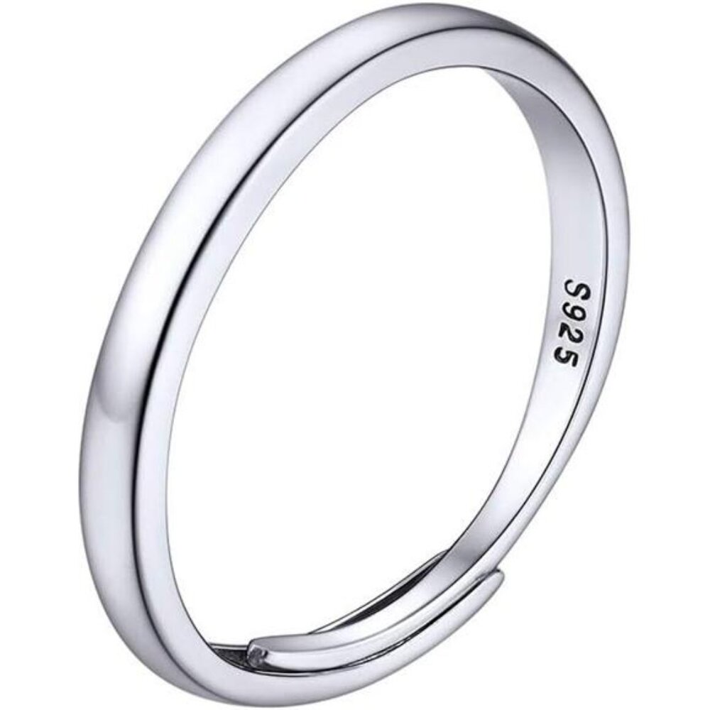 925 Sterling Silver Adjustable Open Ring for Women, Solid Sterling Silver Ring